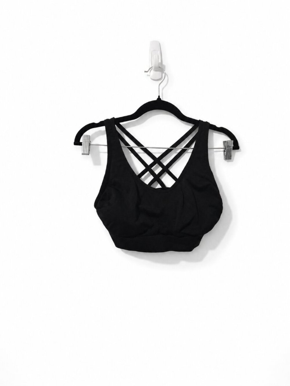 AK Black Strappy Crisscross Back Sports Bra Plus Size 3XL